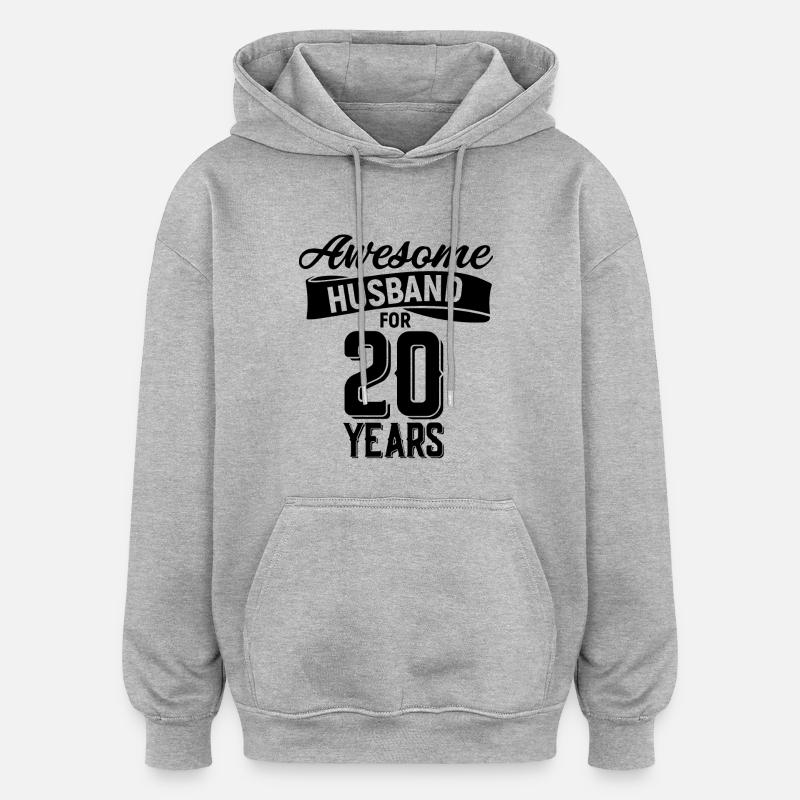 20e anniversaire de mariage - Sweat à capuche oversize unisexe - gris chiné