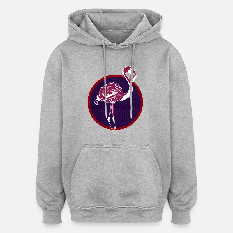 Flamant rouge - Sweat à capuche oversize unisexe - gris chiné