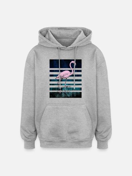 Pink flamingo - Oversized Unisex Hoodie - heather grey