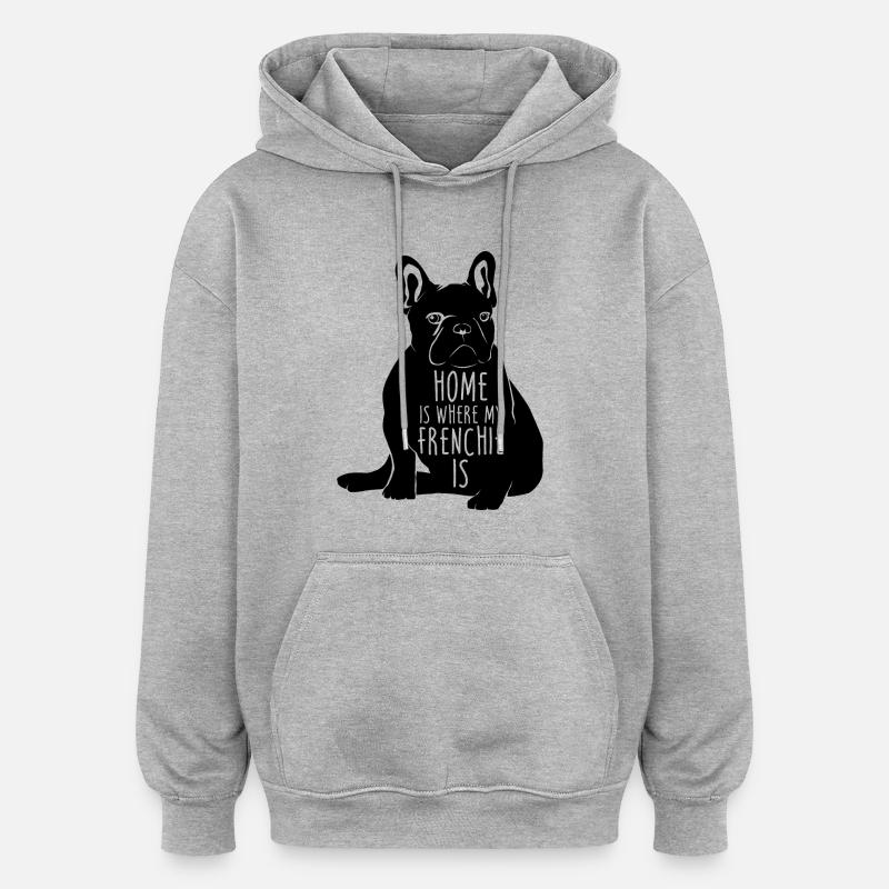 Bouledogue français - Sweat à capuche oversize unisexe - gris chiné