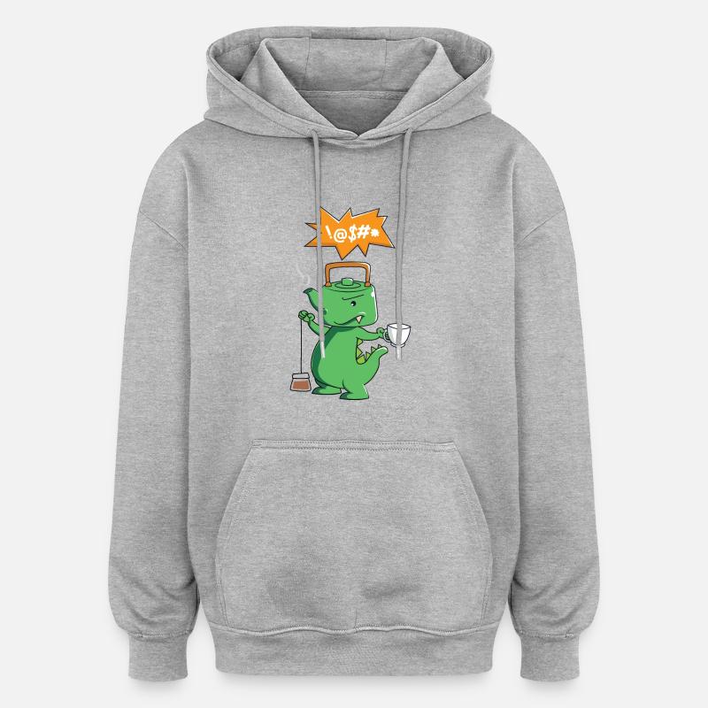 Thé Rex - Thé Potable - Dinosaures - Sweat à capuche oversize unisexe - gris chiné