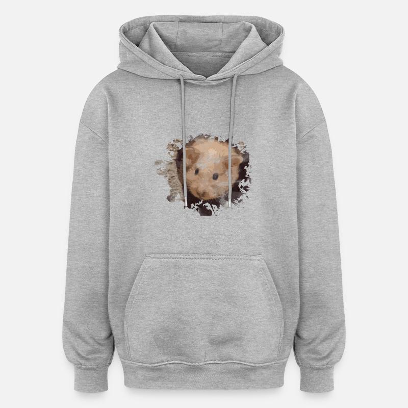 hamster - Sweat à capuche oversize unisexe - gris chiné