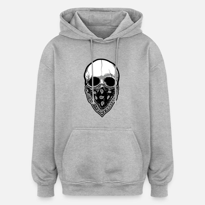 Crâne avec chiffon - Sweat à capuche oversize unisexe - gris chiné