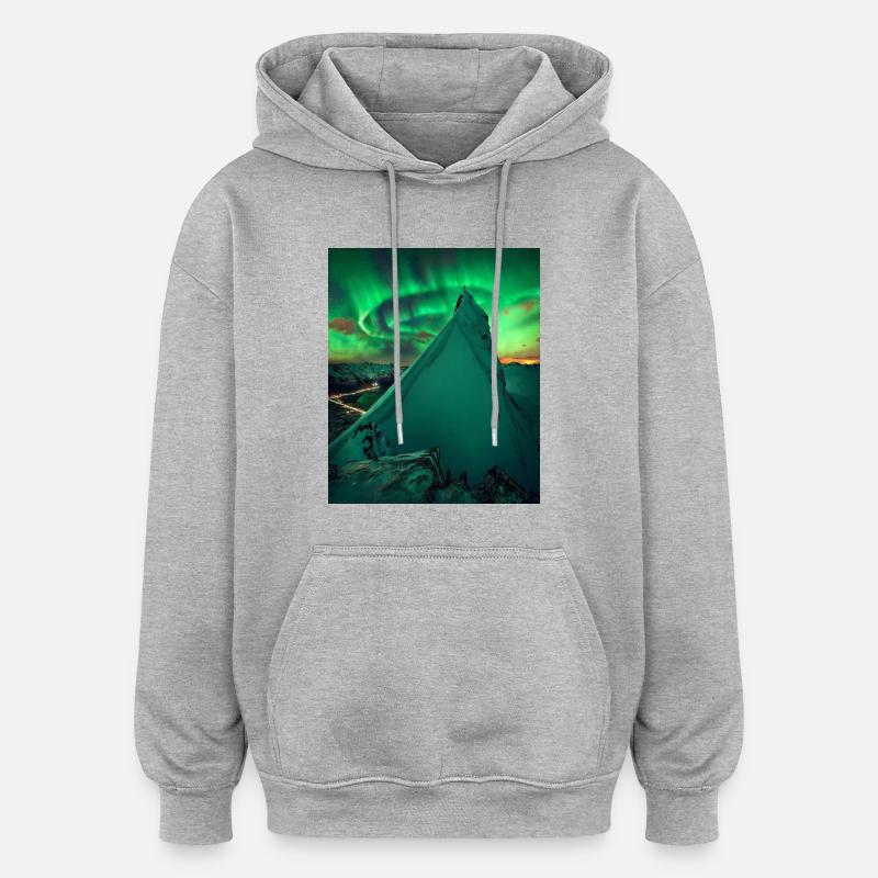 Polarlicht - Oversized Unisex Hoodie - Grau meliert
