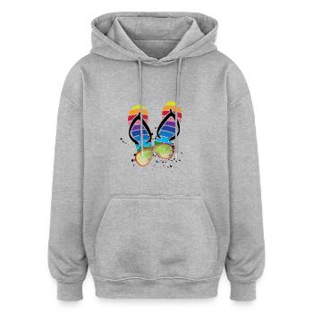 Summer Vibes Flip Flops Lunettes - Sweat à capuche oversize unisexe - gris chiné - Devant - Noah (186cm)