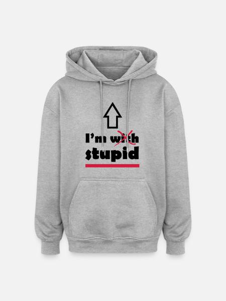 I'm with stupid - Oversized Unisex Hoodie - Grau meliert
