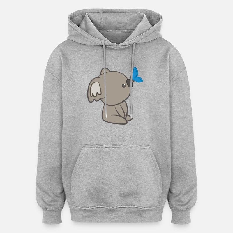 Koala - Koalas - T-shirt Koala - Papillon - Sweat à capuche oversize unisexe - gris chiné