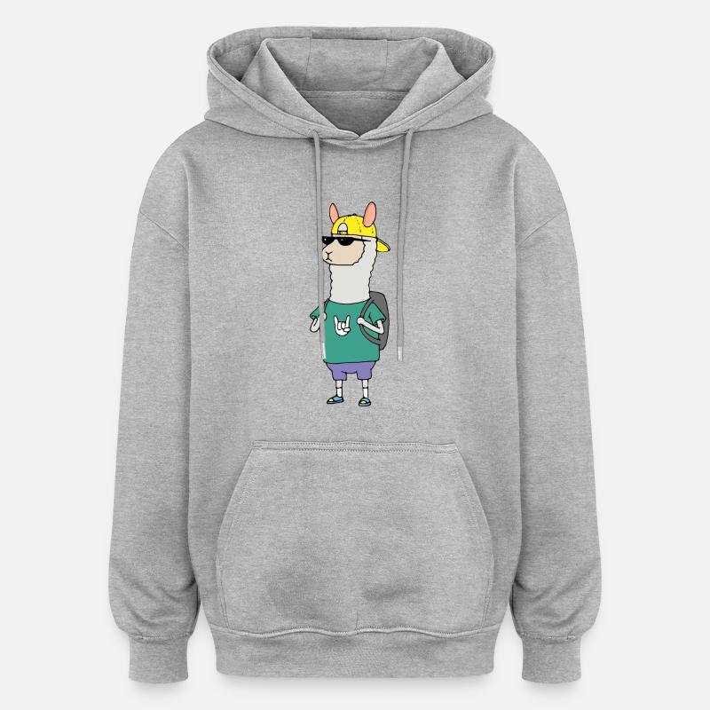 Alpagas - Sweat à capuche oversize unisexe - gris chiné