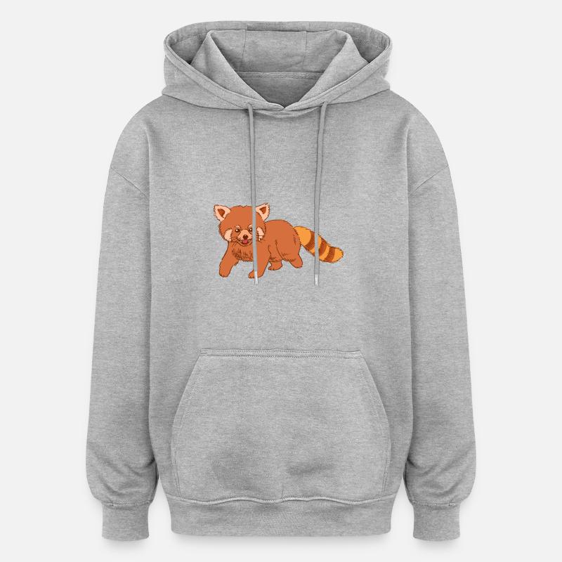 Panda rouge - Sweat à capuche oversize unisexe - gris chiné