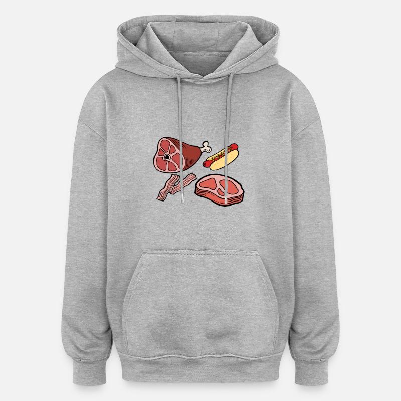 Fleisch - Oversized Unisex Hoodie - Grau meliert
