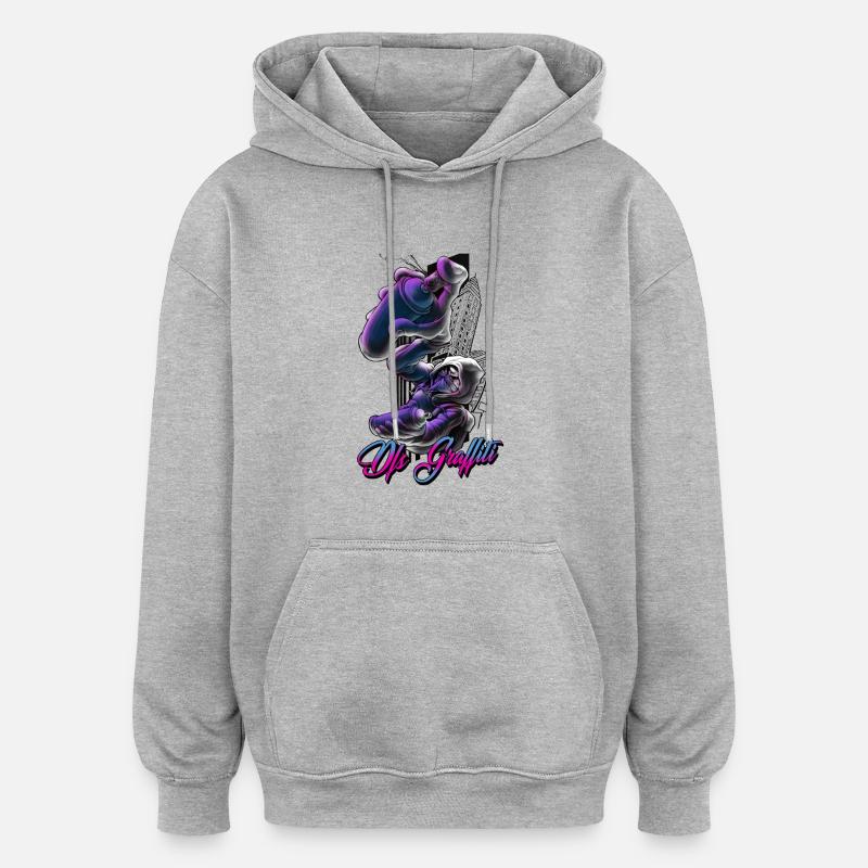 Dfs Graffiti - Sweat à capuche oversize unisexe - gris chiné