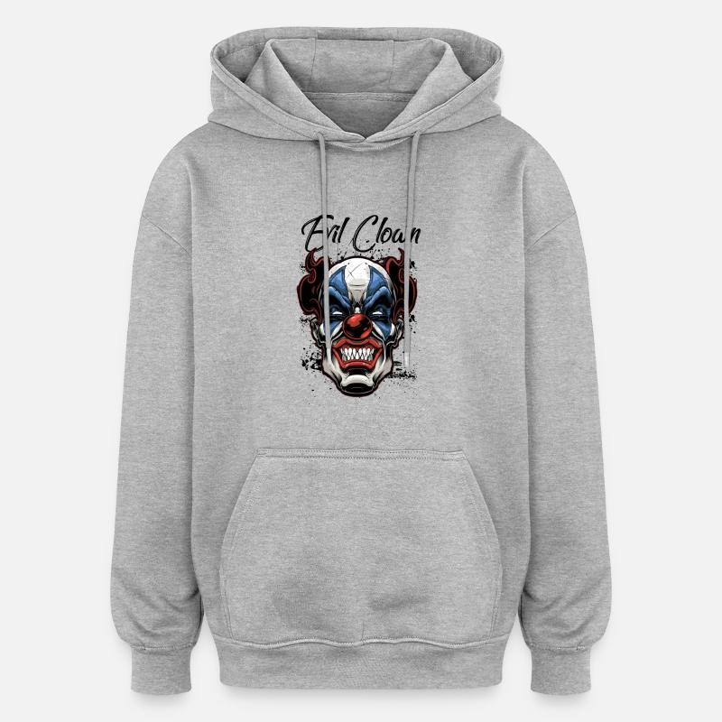 Clown maléfique - Clown maléfique - Sweat à capuche oversize unisexe - gris chiné