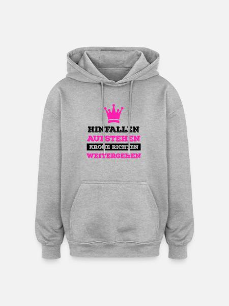 Tomber debout Debout la couronne - Sweat à capuche oversize unisexe - gris chiné