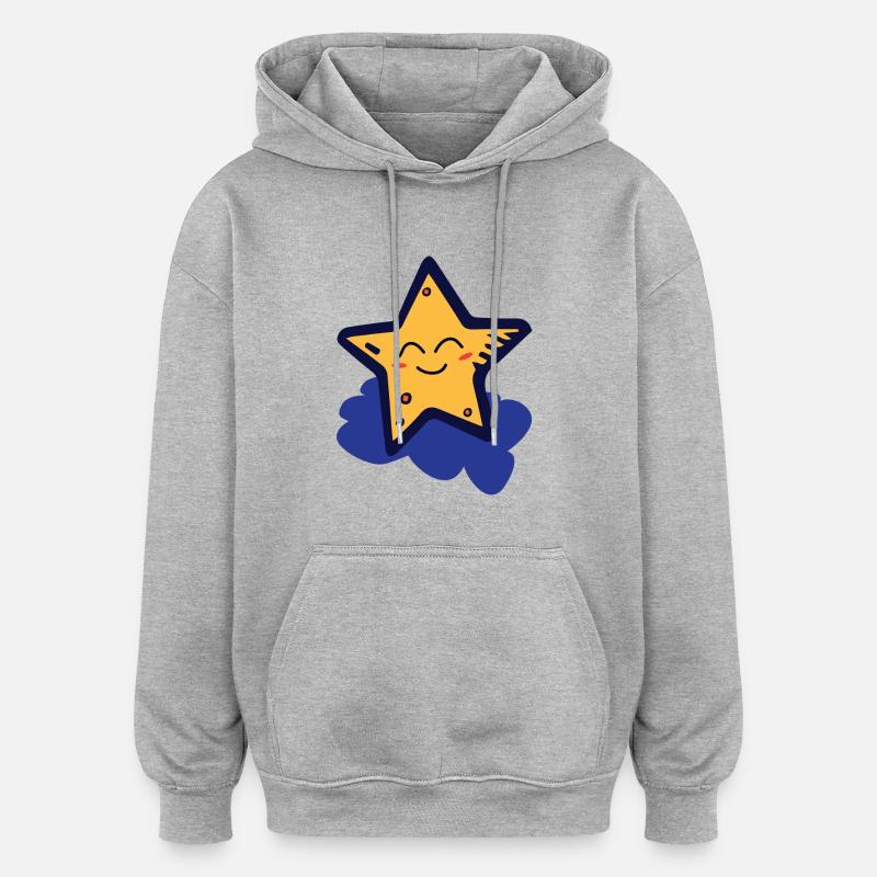 Star sur un nuage - Sweat à capuche oversize unisexe - gris chiné