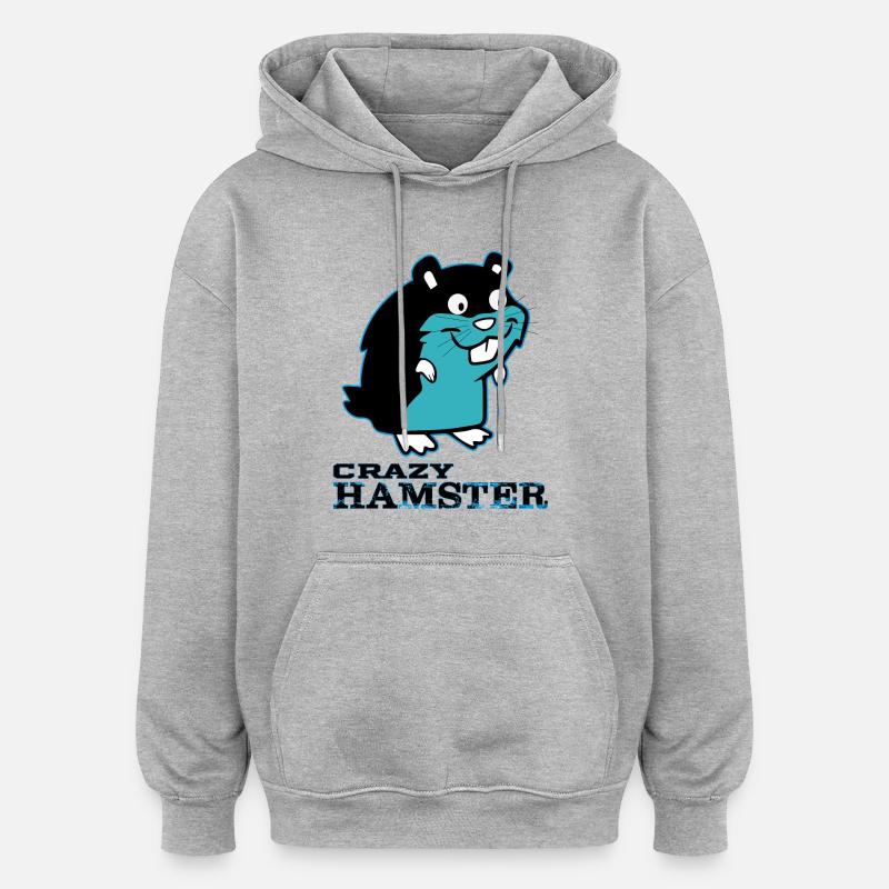 Crazy Hamster - Sweat à capuche oversize unisexe - gris chiné