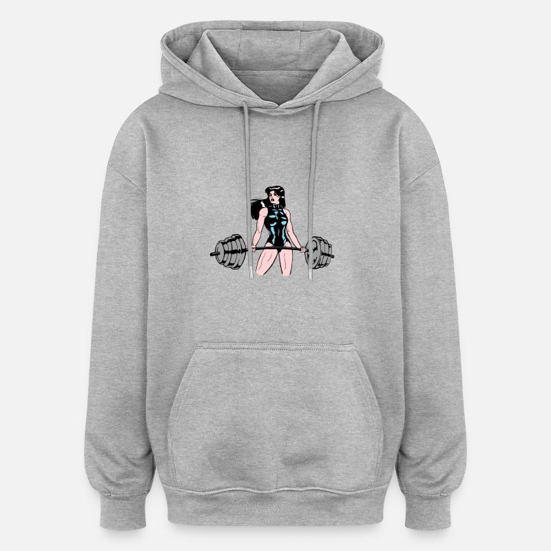 Femme musculation - Sweat à capuche oversize unisexe - gris chiné