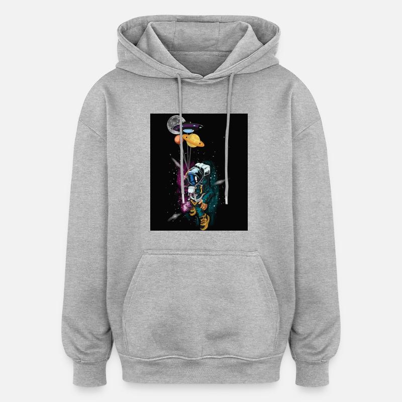 Astronaute spatial - Sweat à capuche oversize unisexe - gris chiné
