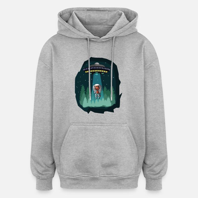 Space Astronaut Dinosaur - Oversized Unisex Hoodie - heather grey