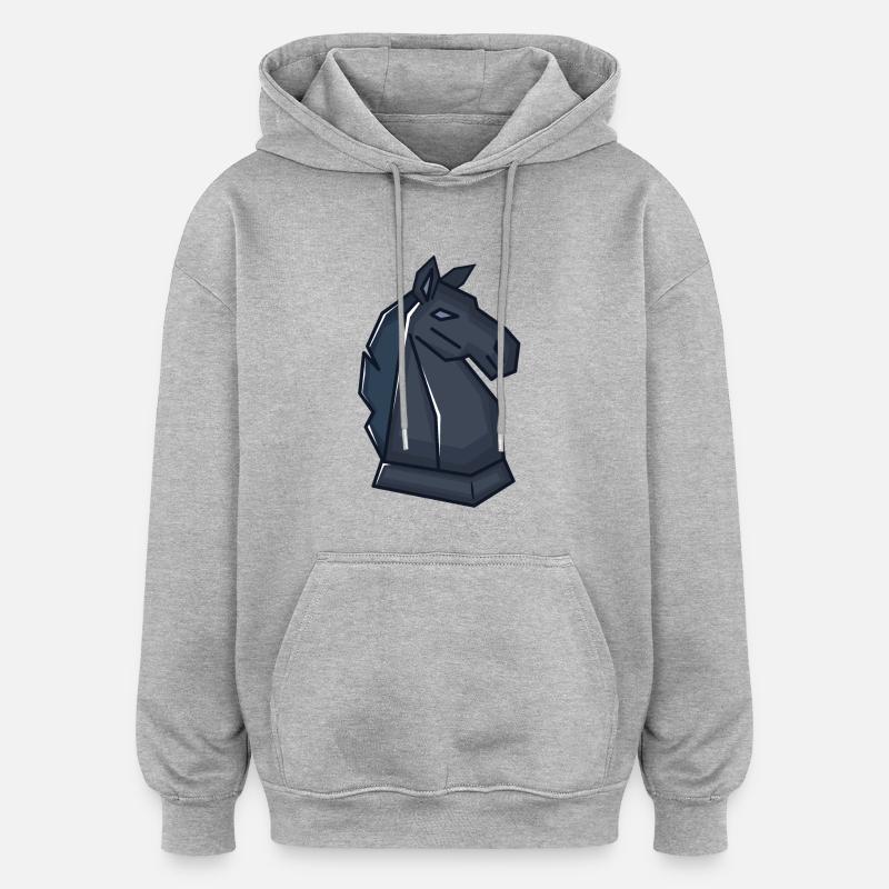 Schach Schachfigur Springer - Oversized Unisex Hoodie - Grau meliert