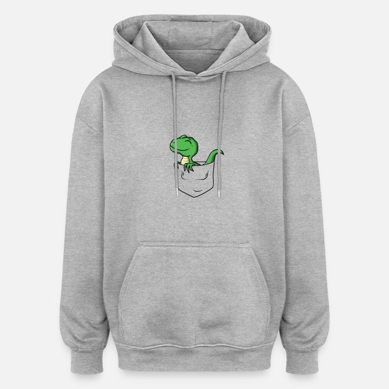 Mignon poche poitrine Dino - Sweat à capuche oversize unisexe - gris chiné