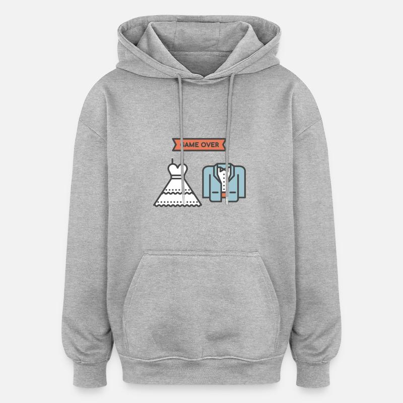 Wedding - Game Over - Gift - Oversized Unisex Hoodie - heather grey