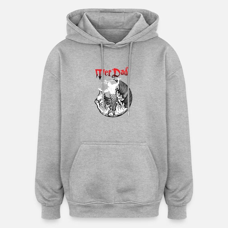 MerDad-Mermaid - Sweat à capuche oversize unisexe - gris chiné