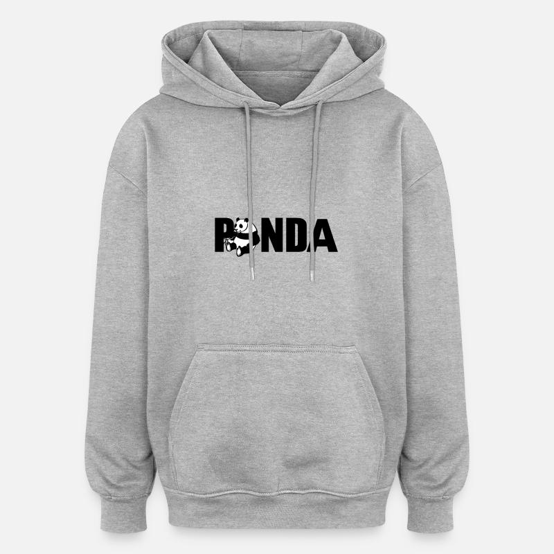panda - Sweat à capuche oversize unisexe - gris chiné