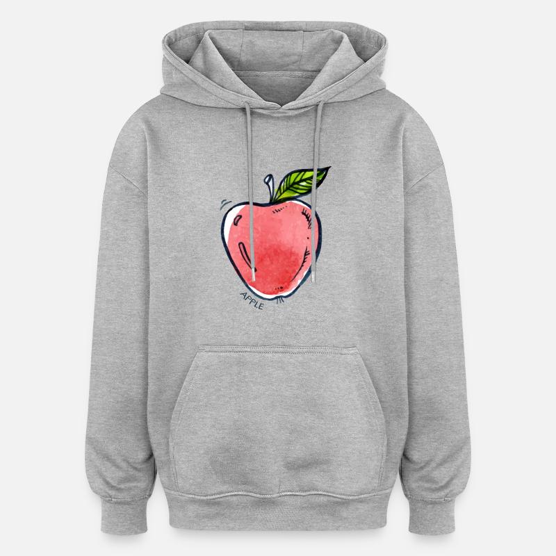Apfel Obst Frucht Apple Fruit - Oversized Unisex Hoodie - Grau meliert