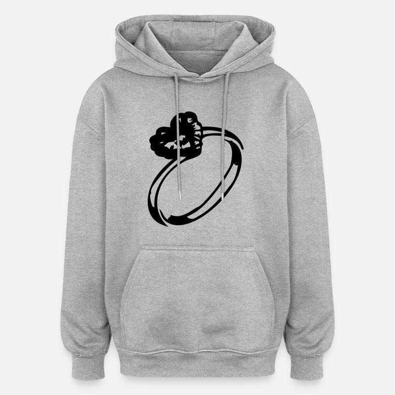 bague en diamant de coeur - Sweat à capuche oversize unisexe - gris chiné