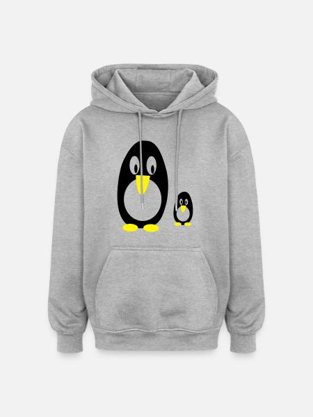 pinguine - Oversized Unisex Hoodie - Grau meliert