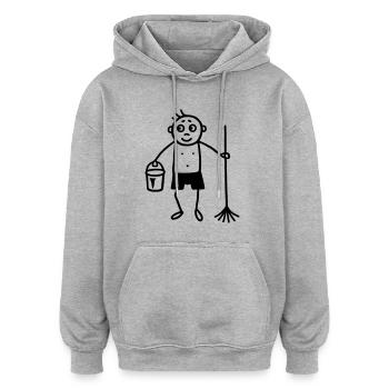 Nettoyeurs nues - nettoyage nu - Sweat à capuche oversize unisexe - gris chiné - Devant - Noah (186cm)