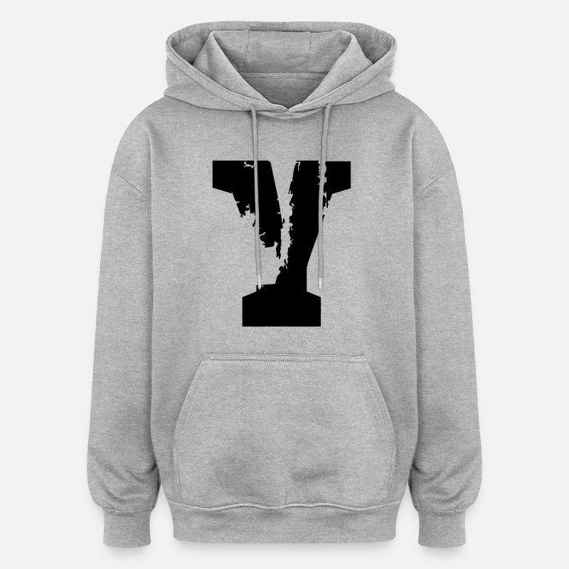 Y - Buchstabe - Oversized Unisex Hoodie - Grau meliert