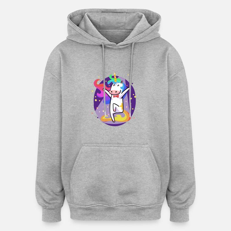 Party Licorne - Sweat à capuche oversize unisexe - gris chiné