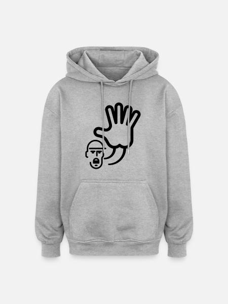 Stop Hand Sign - Oversized Unisex Hoodie - heather grey