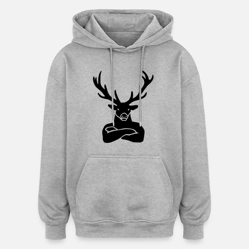 Platzhirsch - Oversized Unisex Hoodie - Grau meliert