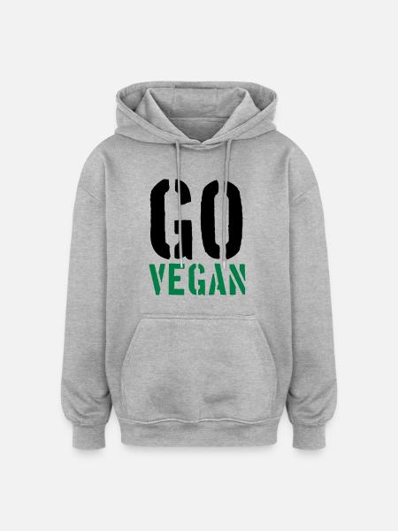 Go Vegan - Oversized Unisex Hoodie - heather grey