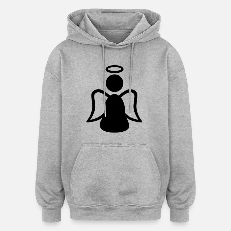 Ange - Sweat à capuche oversize unisexe - gris chiné