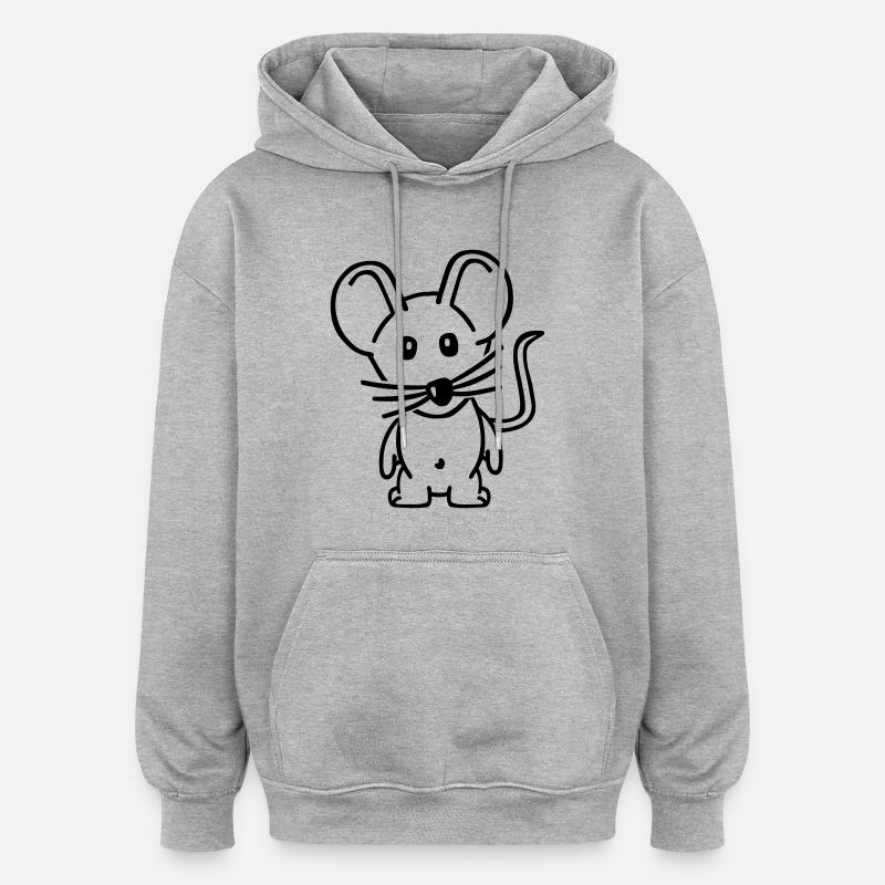 Maus - Oversized Unisex Hoodie - Grau meliert