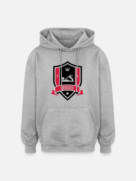 Menuisier / Menuiserie / Bois / Charpentier - Sweat à capuche oversize unisexe - gris chiné