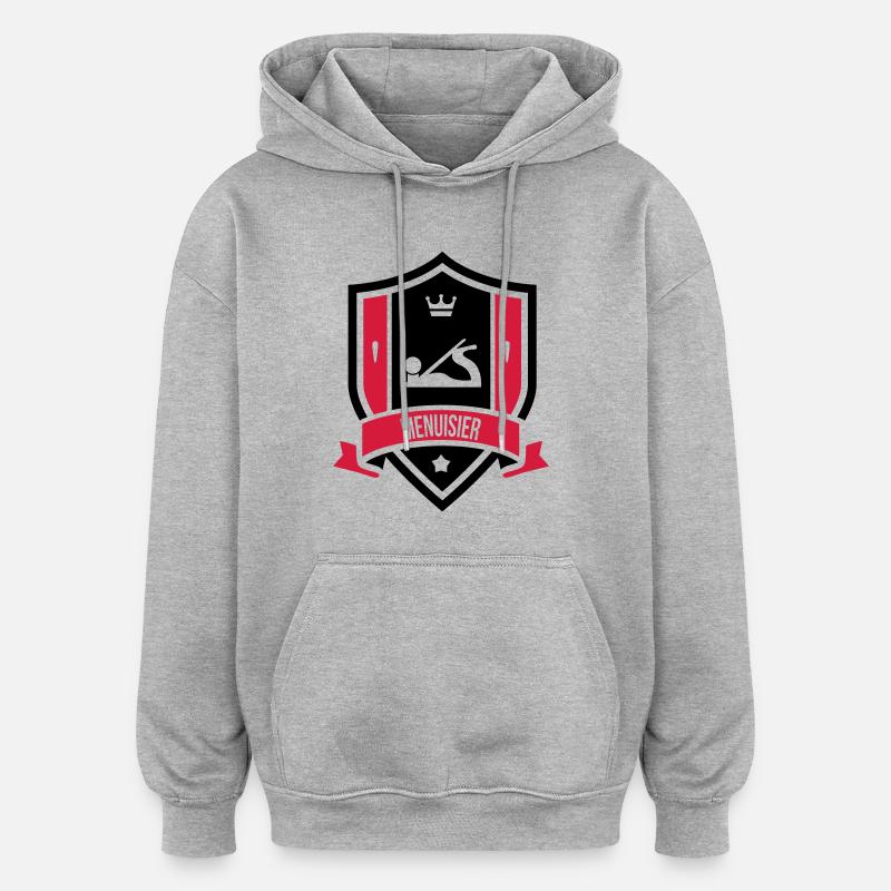 Menuisier / Menuiserie / Bois / Charpentier - Sweat à capuche oversize unisexe - gris chiné