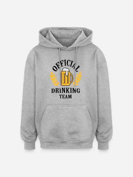 official_drinking_team - Oversized Unisex Hoodie - Grau meliert