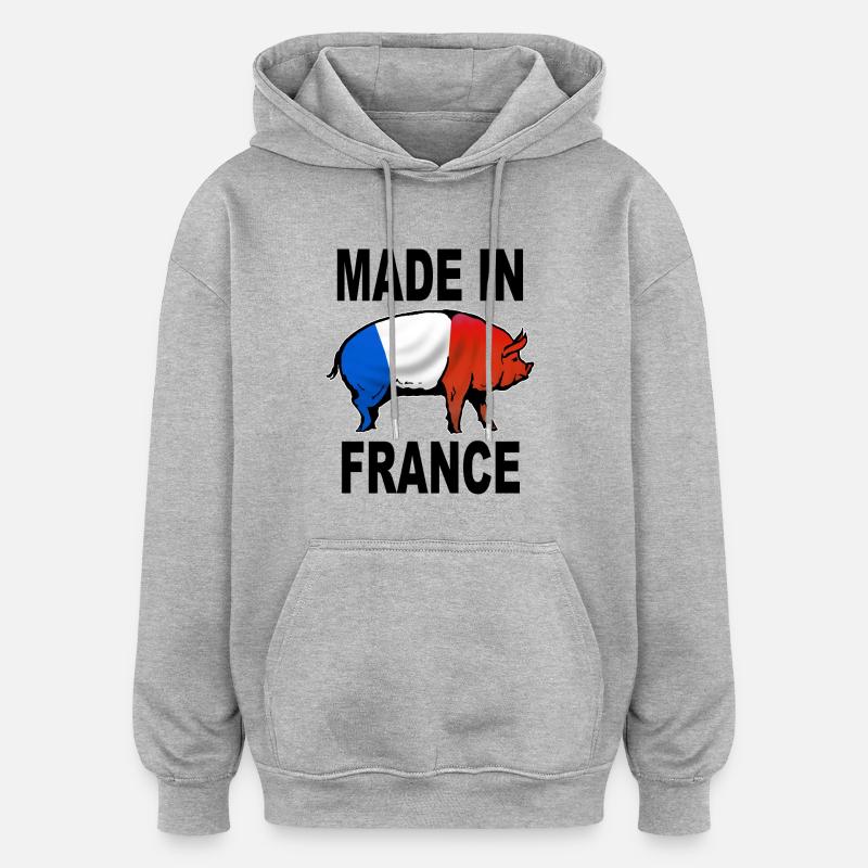 charcutier cochonnailles 04 - Sweat à capuche oversize unisexe - gris chiné