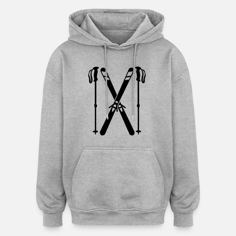 ski - Sweat à capuche oversize unisexe - gris chiné