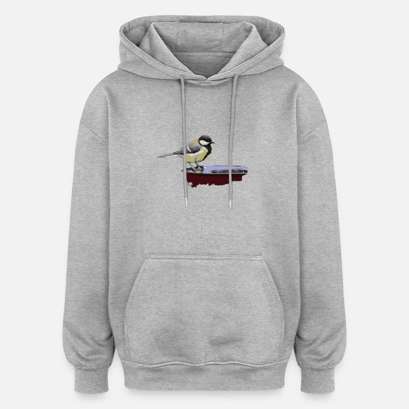 Mésanges mésanges de charbon - Sweat à capuche oversize unisexe - gris chiné