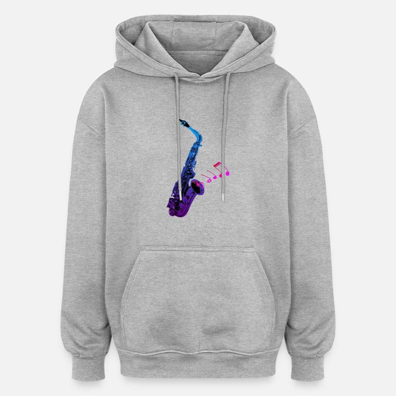 Saxophon - Oversized Unisex Hoodie - Grau meliert