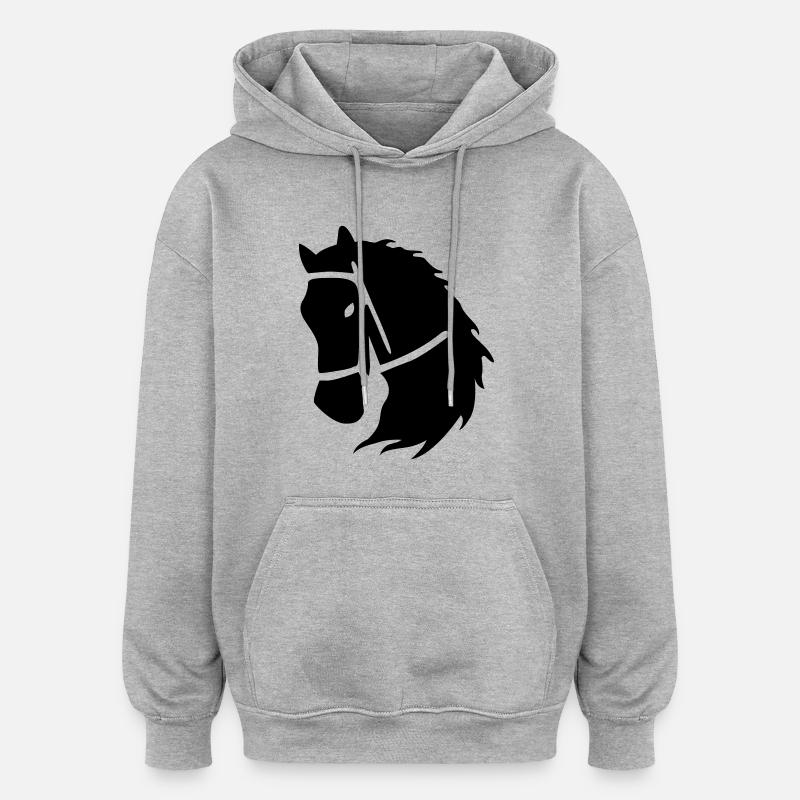 pferde - Oversized Unisex Hoodie - Grau meliert