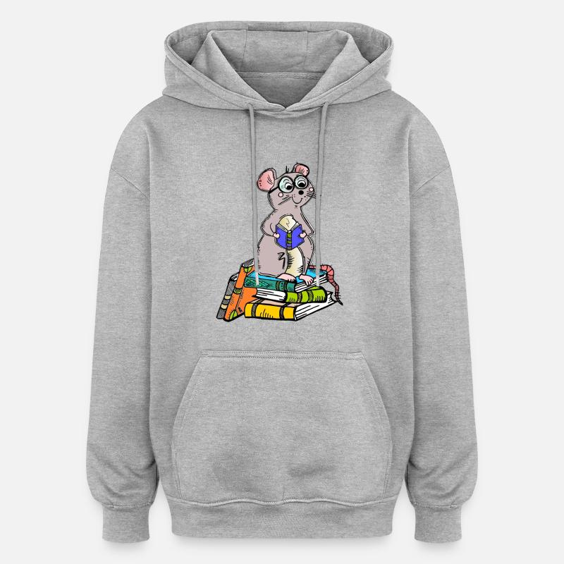 Livre Nerd - Bookworm - Sweat à capuche oversize unisexe - gris chiné