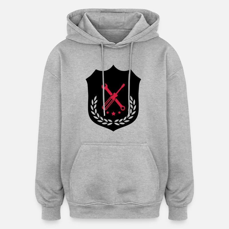 handwerker_wappen_02 - Sweat à capuche oversize unisexe - gris chiné