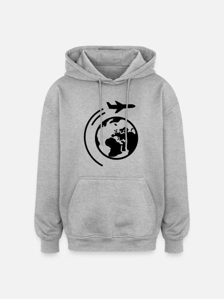 Reisen - Oversized Unisex Hoodie - Grau meliert