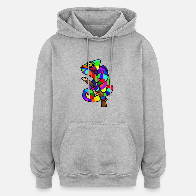 Caméléon reptile gecko - Sweat à capuche oversize unisexe - gris chiné